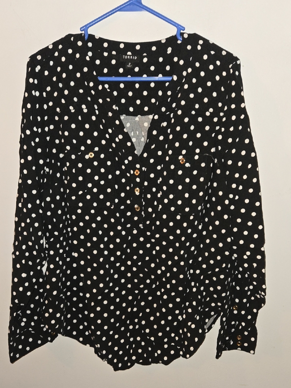 torrid Black Polka Dot Henley Blouse